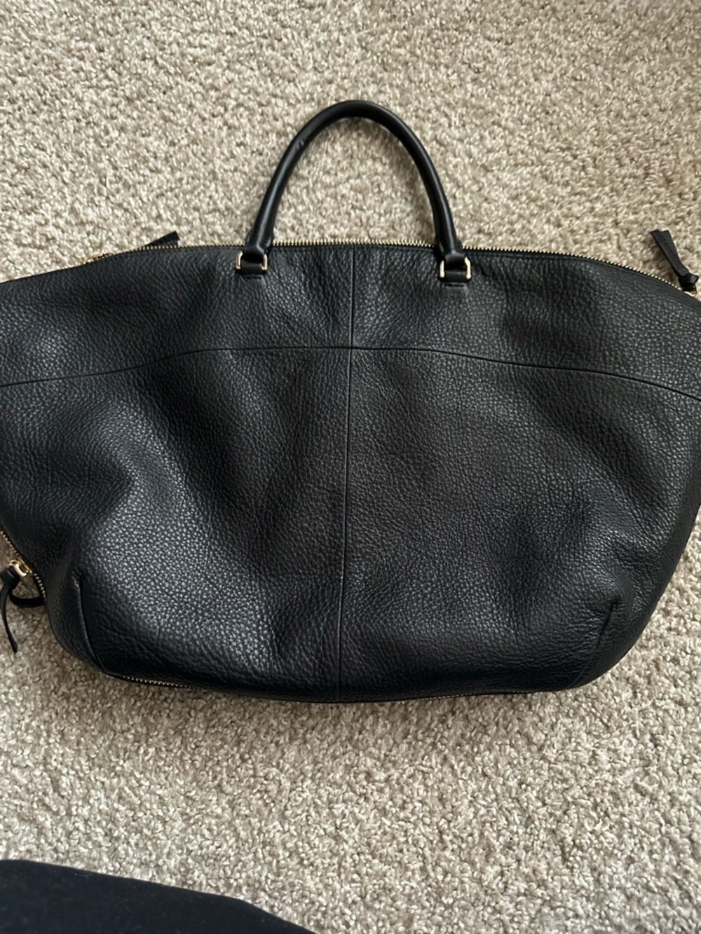 Tory Burch Black Pebbled Leather Zip-Top Tote - Picture 4 of 4